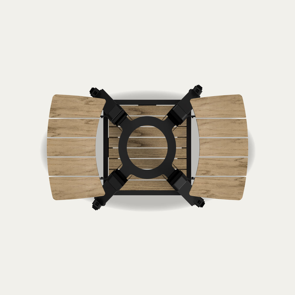 Overhead view of the KAMA GEAR V2 Mini stand showing the grill opening and wooden side wings.