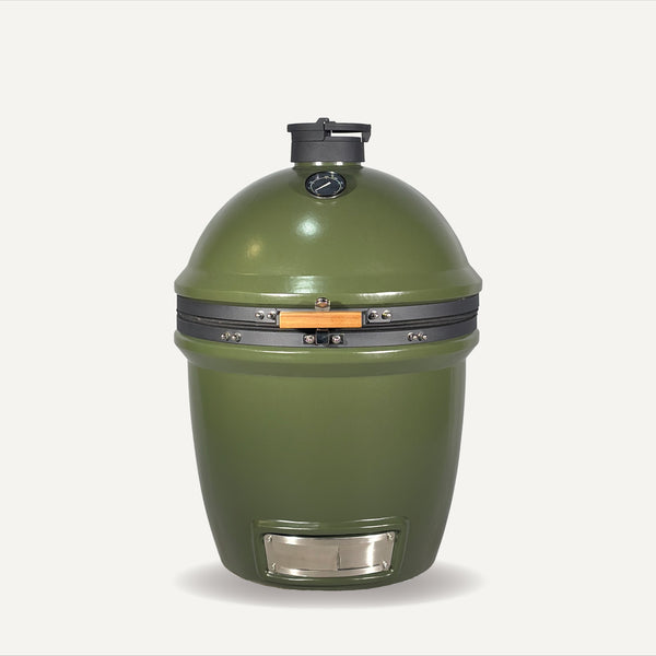 KAMA GEAR V2 Kamado in olive green, front view without a stand.