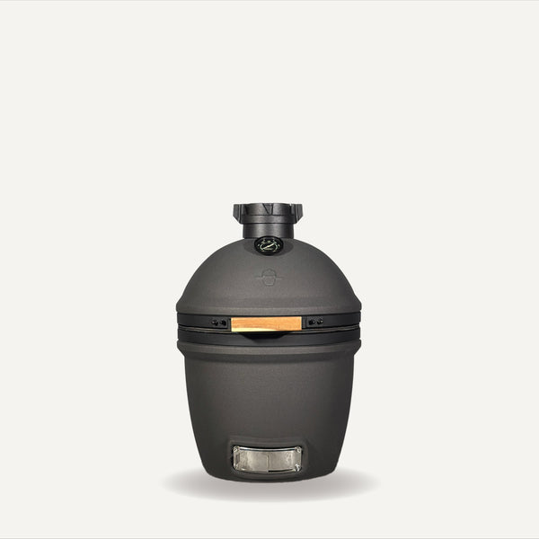 KAMA GEAR V2 Mini Kamado in Off-Black, front view without a stand.