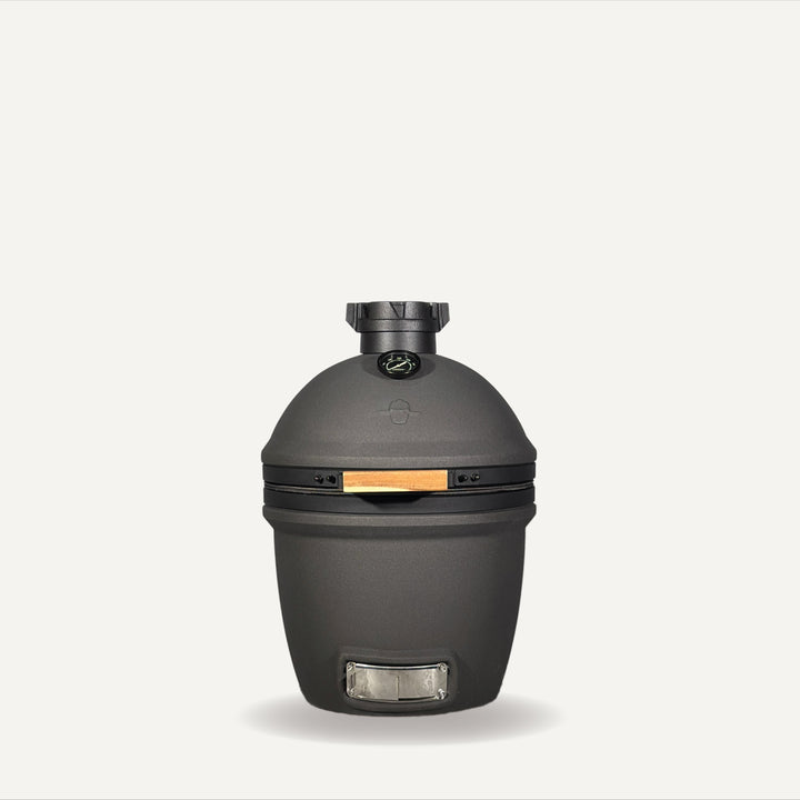 KAMA GEAR V2 Mini Kamado in Off-Black, front view without a stand.