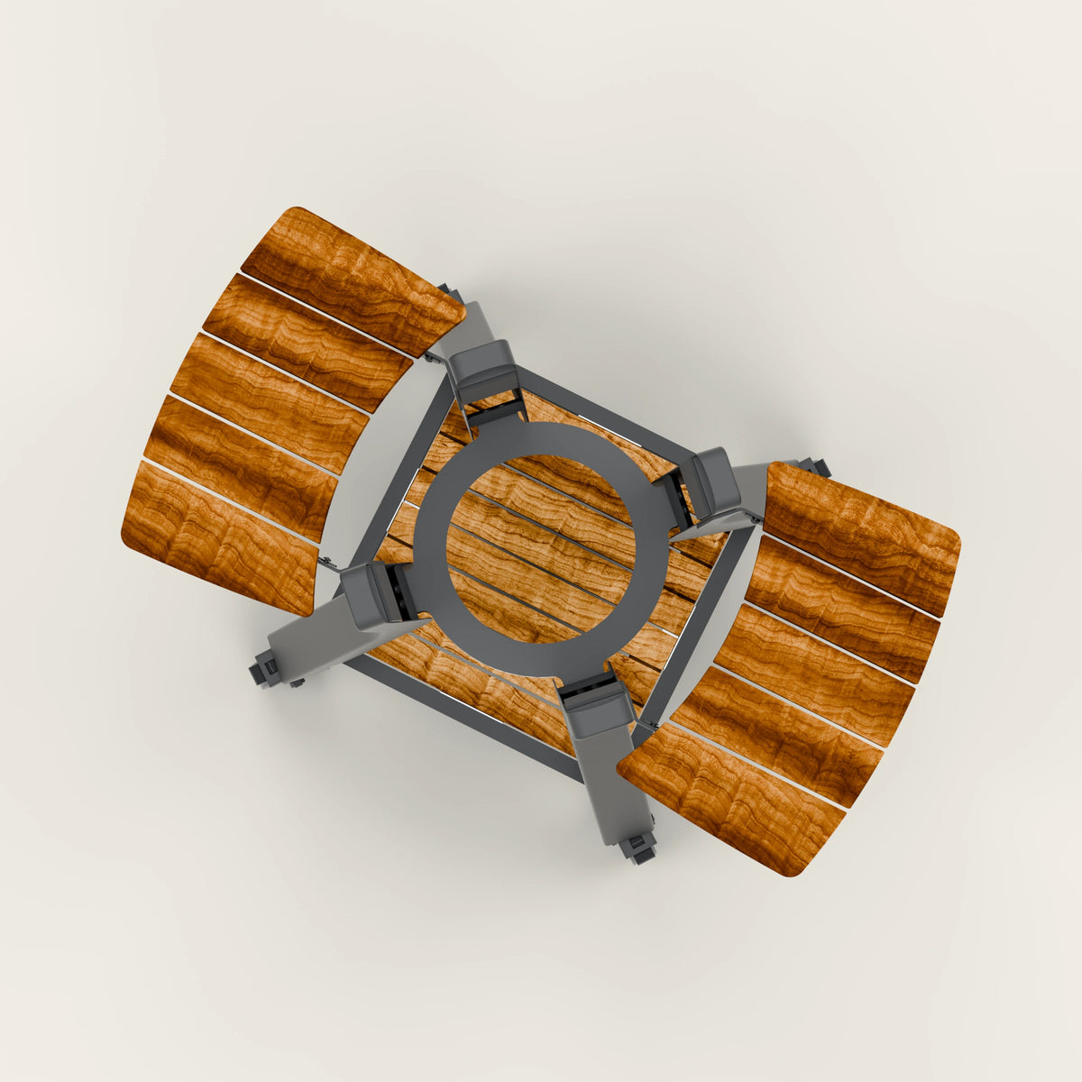 Overhead view of the KAMA GEAR V2 Mini stand showing the grill opening and acacia wings.